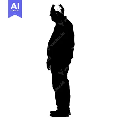 Aset premium populer: Silhouette of a Man Standing in Profile