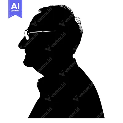 Popular premium asset: Silhouette of a Man Wearing Glasses