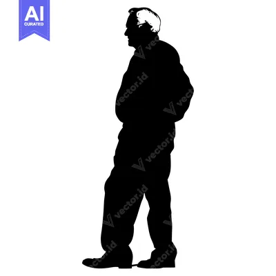 Popular premium asset: Silhouette of a man standing with hands behind his back