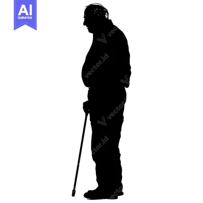 Popular premium asset: Silhouette of an Elderly Man Walking with a Cane