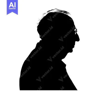 Aset premium populer: Black and White Silhouette of a Man with Glasses