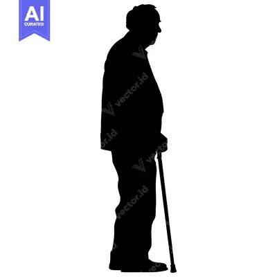 Popular premium asset: Silhouette of an Elderly Man with a Cane