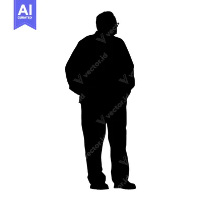 Aset desain premium: Silhouette of a man standing with hands in his pockets