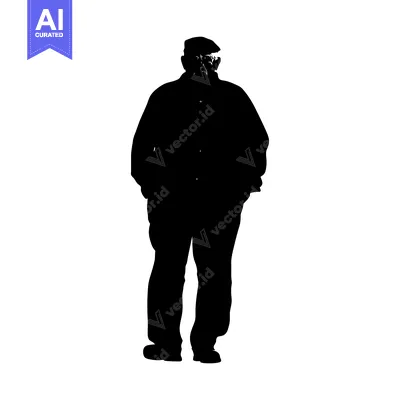 Aset premium populer: Silhouette of an Elderly Man Wearing a Cap and Glasses