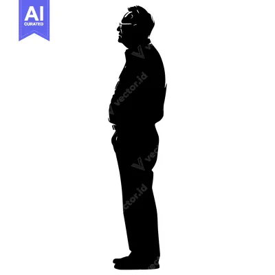 Aset premium populer: Silhouette of a Man Wearing Glasses Standing in Profile