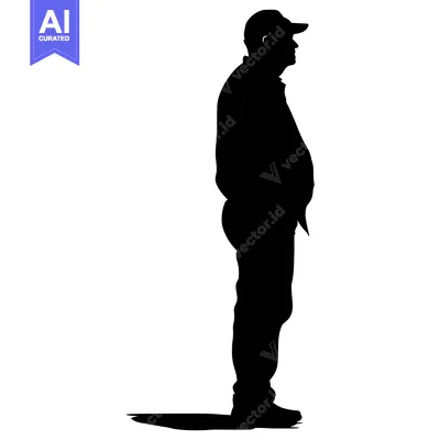 Aset premium populer: Silhouette of a man wearing a cap and a long-sleeved shirt