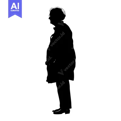 Aset premium populer: Silhouette of an Elderly Man in a Coat