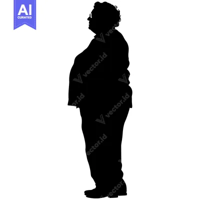 Popular premium asset: Silhouette of an Overweight Person Wearing Glasses
