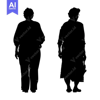 Aset premium populer: Black Silhouettes of Two People Walking Side by Side