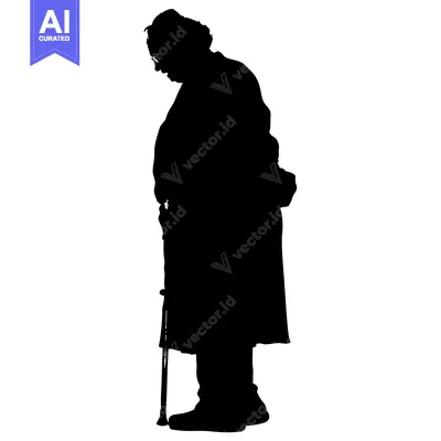 Aset desain premium: Silhouette of a Person with a Cane