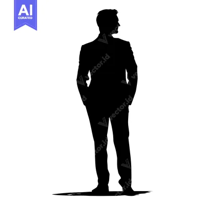 Aset premium populer: Silhouette of a Man in a Suit Standing with Hands in Pockets