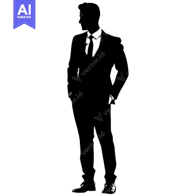 Premium design asset: Silhouette of a Man in a Suit with Hands in Pockets