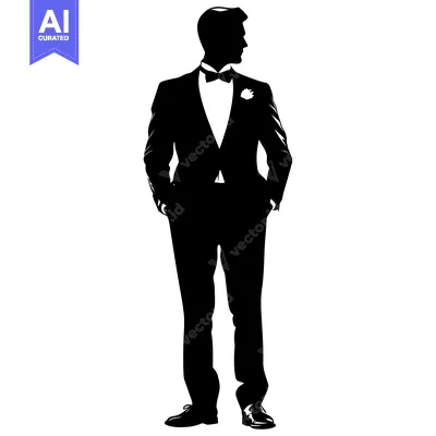 Aset premium populer: Silhouette of a Man in a Tuxedo with His Hands in His Pockets