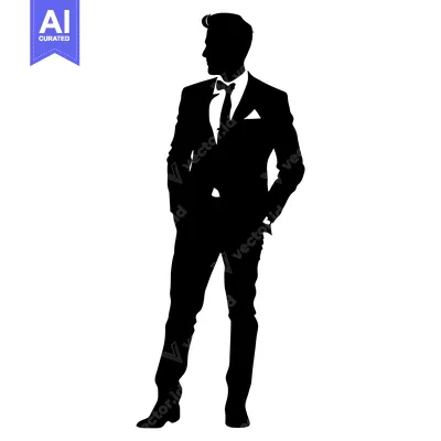 Silhouette of a Man in a Suit and Bow Tie