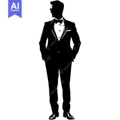 Silhouette of a Man in a Tuxedo with Sunglasses