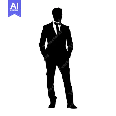 Silhouette of a Man in a Suit with His Hands in His Pockets