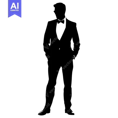 Silhouette of a Man in a Suit and Bow Tie