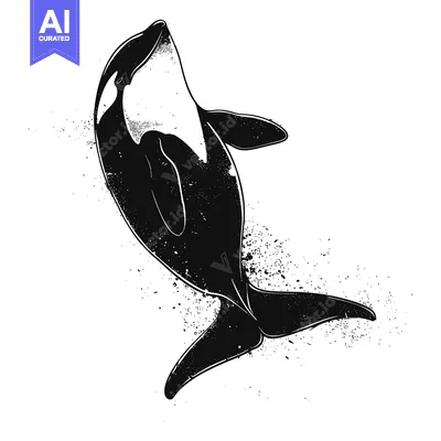 Premium design asset: Black and White Silhouette of an Orca with Splashing Water