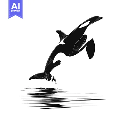 Aset premium populer: Black and White Silhouette of an Orca Leaping from the Water