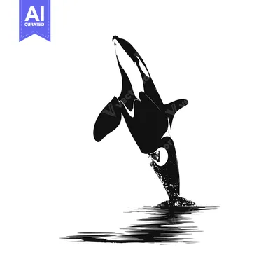 Premium design asset: Black and White Silhouette of an Orca Leaping Out of the Water