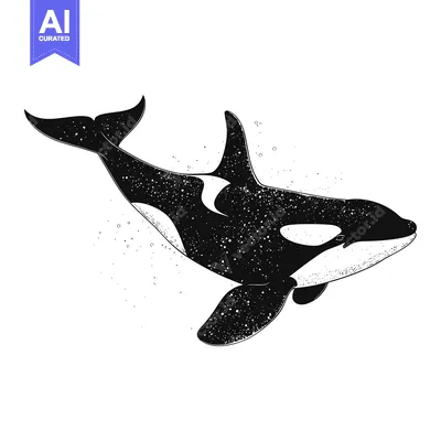 Popular premium asset: Black and White Illustrated Orca Whale with Speckled Pattern