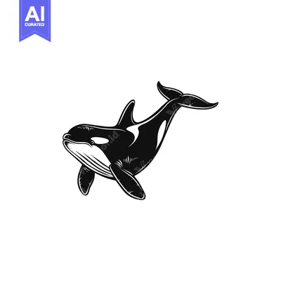 Aset desain premium: Black and White Illustration of an Orca Whale