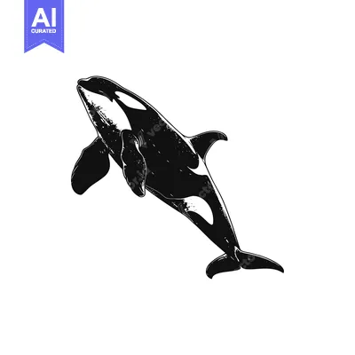 Popular premium asset: Black and White Illustration of an Orca Whale Jumping Out of the Water