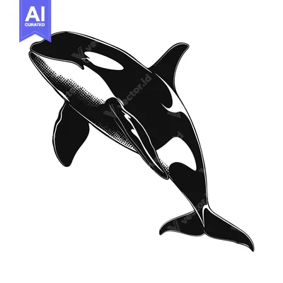 Popular premium asset: A Black and White Illustration of an Orca Jumping Out of the Water