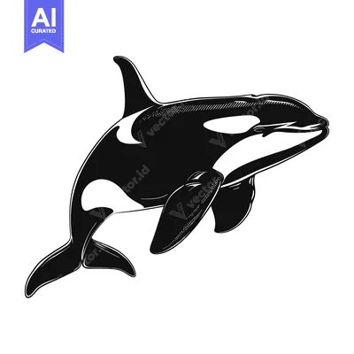 Aset premium populer: Black and White Illustration of an Orca Whale