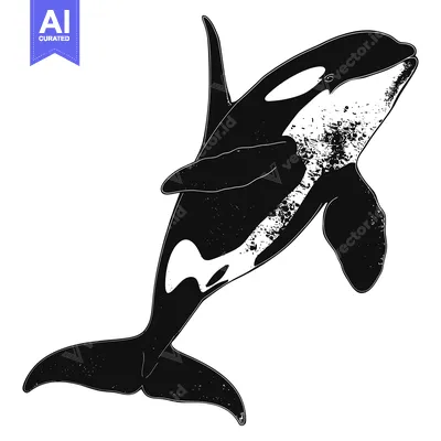 Popular premium asset: A Black and White Illustration of an Orca with a Grunge Texture