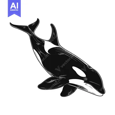 Popular premium asset: Black and White Illustration of an Orca Swimming