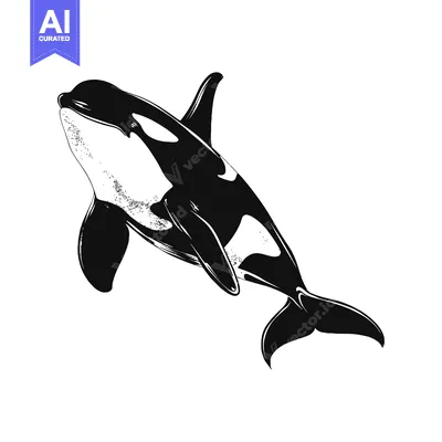 Aset premium populer: Black and White Sketch of a Killer Whale Leaping from the Water
