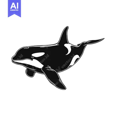 Aset premium populer: A Black and White Silhouette of an Orca Whale