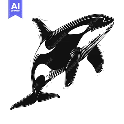 Popular premium asset: Black and White Illustration of a Leaping Orca