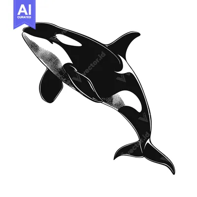 Popular premium asset: A Black and White Illustration of an Orca Whale Leaping Out of the Wat