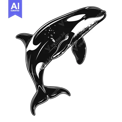 Popular premium asset: Black and White Illustration of an Orca Leaping Out of the Water