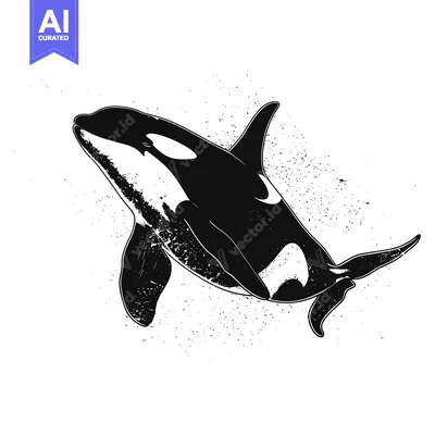 Aset premium populer: Black and White Silhouette of an Orca Jumping Out of the Water