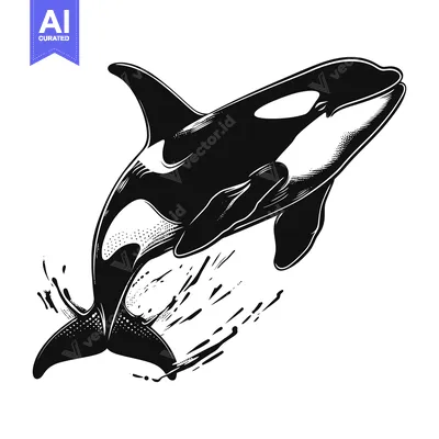 Popular premium asset: Black and White Illustration of an Orca Leaping Out of the Water