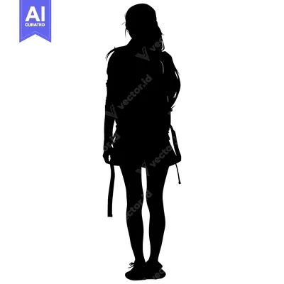 Premium design asset: Silhouette of a Woman Standing with Her Back to the Viewer