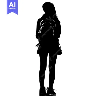 Aset premium populer: Silhouette of a Female Figure with a Backpack