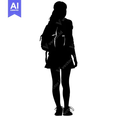 Premium design asset: Silhouette of a Young Woman Wearing a Backpack