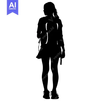 Popular premium asset: Silhouette of a Woman with Backpack and Long Hair