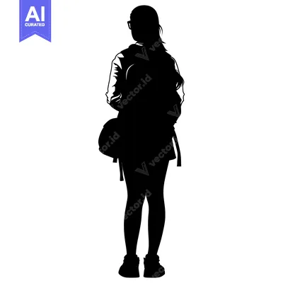 Premium design asset: Silhouette of a Woman Wearing a Backpack and Glasses
