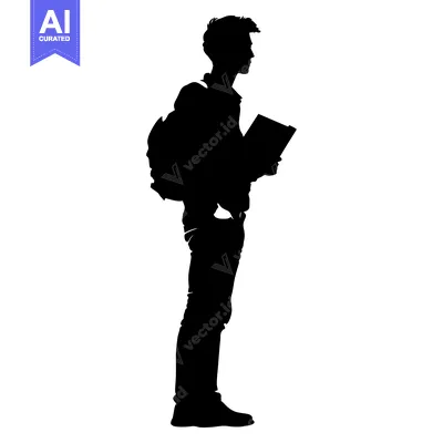 Popular premium asset: Silhouette of a Student Holding a Book and Wearing a Backpack
