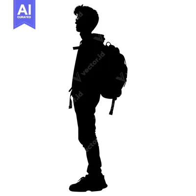 Popular premium asset: Silhouette of a Young Man with a Backpack