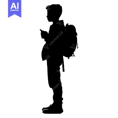 Aset premium populer: Silhouette of a Schoolboy with a Backpack