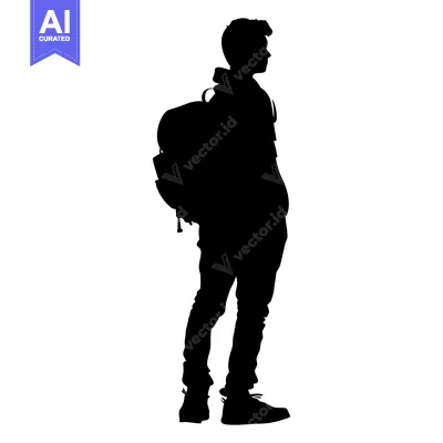 Aset premium populer: Silhouette of a Young Man with Backpack