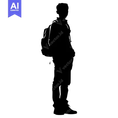 Premium design asset: Silhouette of a Person with a Backpack