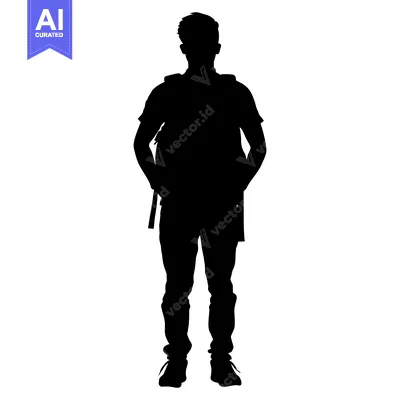 Aset premium populer: Silhouette of a Person Wearing a Backpack