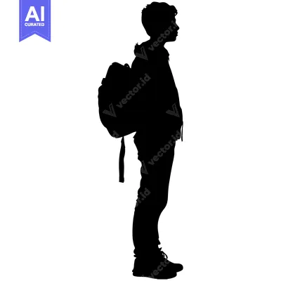 Popular premium asset: Silhouette of a Young Person with a Backpack